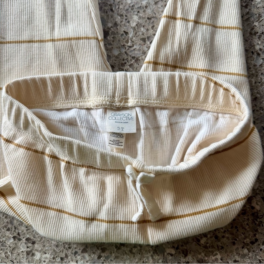 Grayson Collective l Striped Cream and Brown Kids Bottoms l 5T - Picture 2 of 7